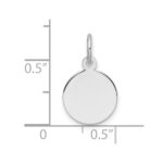 14k White Gold Plain .013 Gauge Round Engravable 10.6mm Disc Charm - Image 4
