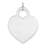 14k White Gold Plain .013 Gauge Engravable Heart 20.4x21.3mm Disc Charm
