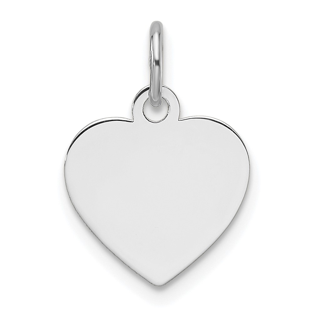 XWM695.jpg 14k White Gold Plain .009 Gauge Engravable Heart 11.7x12.2mm Disc Charm - Image 1