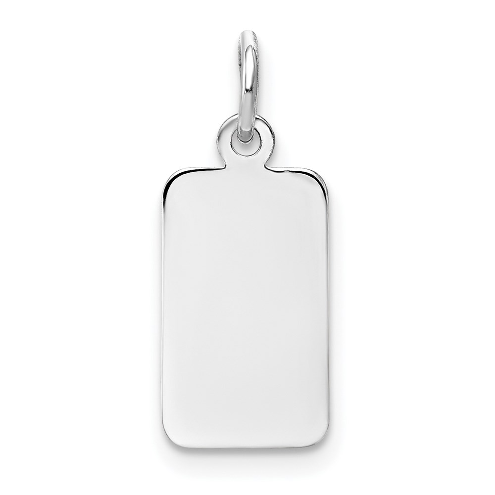 XWM95_18-3.jpg 14k White Gold Plain .013 Gauge Rectangular Engravable 17x8mm Disc Charm - Image 1