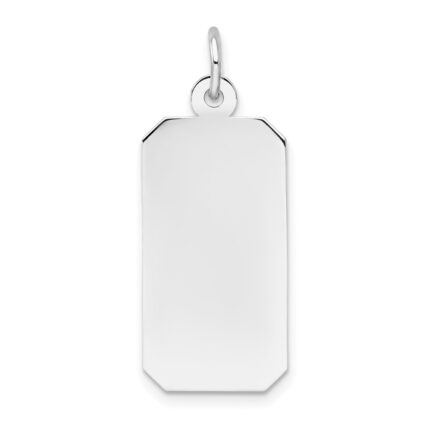 14k White Gold Plain .013 Gauge Rectangular Engravable 26x12mm Disc Charm