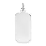 14k White Gold Plain .027 Gauge Rectangular Engravable 26x12mm Disc Charm