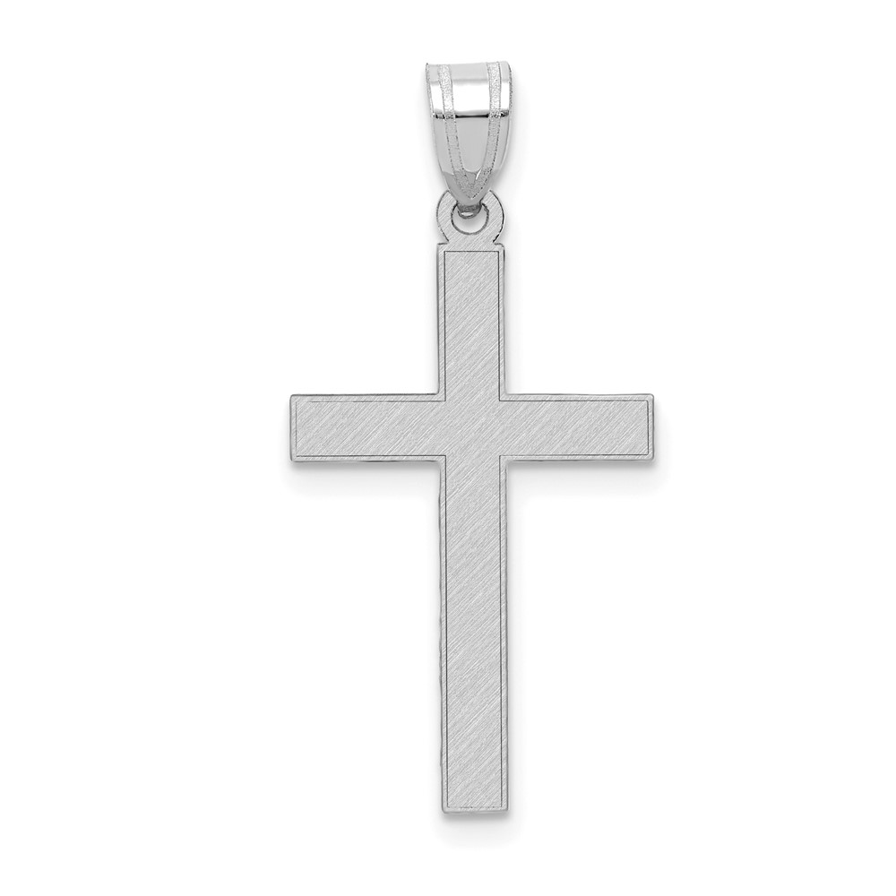 XWR10.jpg 14k White Gold Florentine Satin Cross Pendant - Image 1