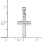 14k White Gold Solid Laser Etched Cross Pendant - Image 3