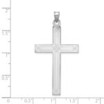 14k White Gold Solid Laser Etched Cross Pendant - Image 3