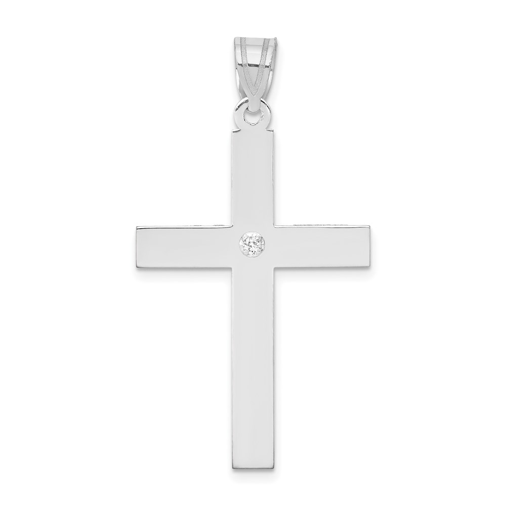 XWR41.jpg 14k White Gold .02 carat Diamond Cross Pendant - Image 1
