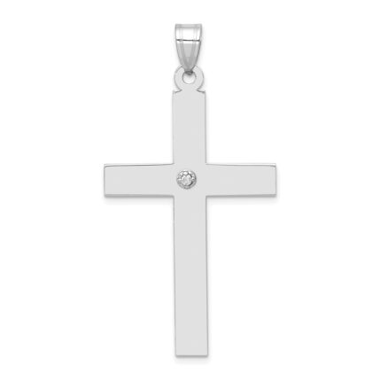 14k White Gold .03 carat Diamond Cross Pendant