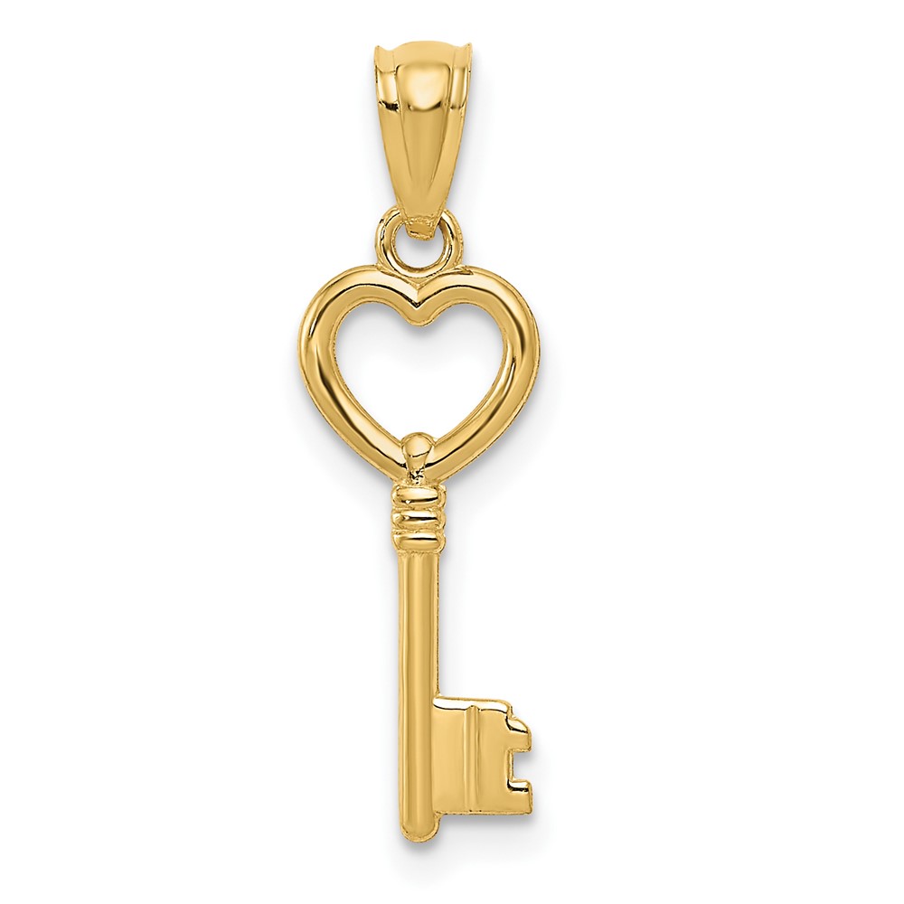 YC1029.jpg 14K Polished 3D Heart Key Charm - Image 1