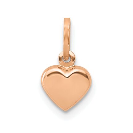 14K Rose Gold Polished 3-D Puffed Heart Charm