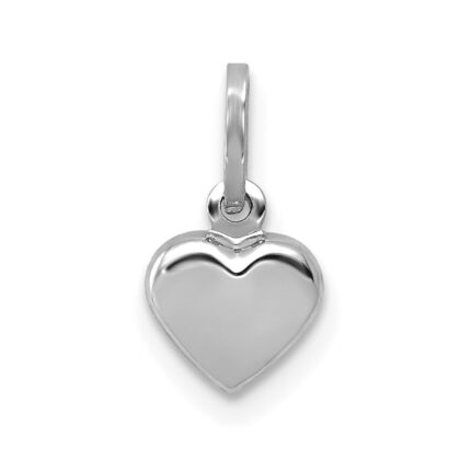 14K White Gold Polished 3-D Puffed Heart Charm