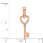 14K Rose Gold 3D Polished Heart Key Charm - Image 3