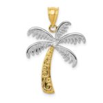 14K and White Rhodium Diamond Palm Tree Pendant