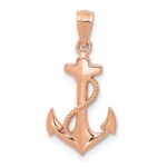 14k Rose Gold Anchor with Rope Pendant