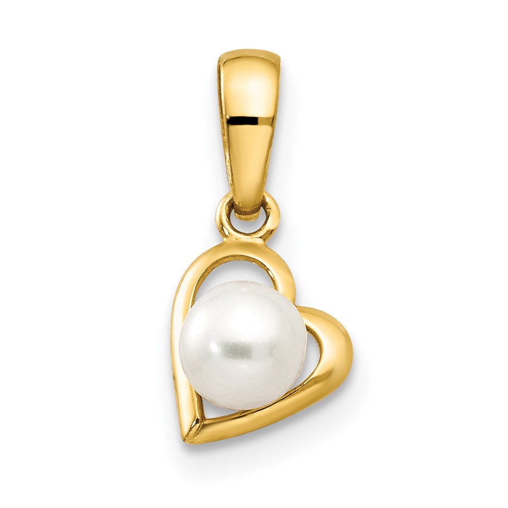 YC1129.jpg 14k FW Cultured Pearl Children's Heart Pendant - Image 1