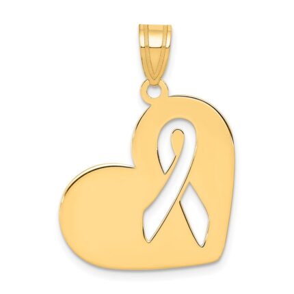 14k Heart with Cut-Out Awareness Ribbon Charm
