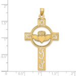 14k Laser-Cut Claddagh Cross Charm - Image 3