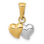 14K and White Rhodium Double Heart Pendant