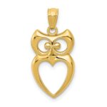 14k Polished Cut-out Owl Pendant