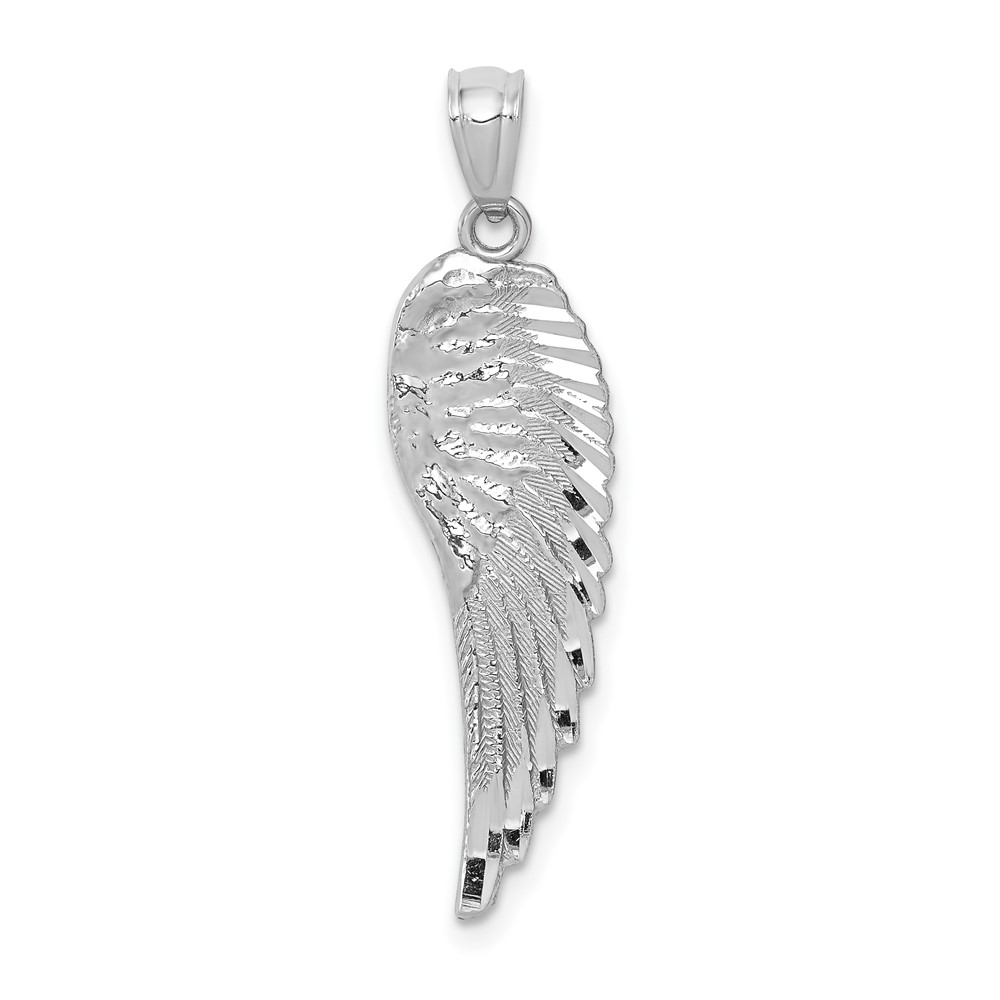 YC1244.jpg 14K White Gold Polished and Textured Angel Wing Pendant - Image 1