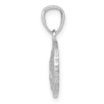 14K White Gold Polished and Textured Sand Dollar Pendant - Image 2