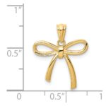 14k Gold Polished Small Ribbon Bow Pendant - Image 3