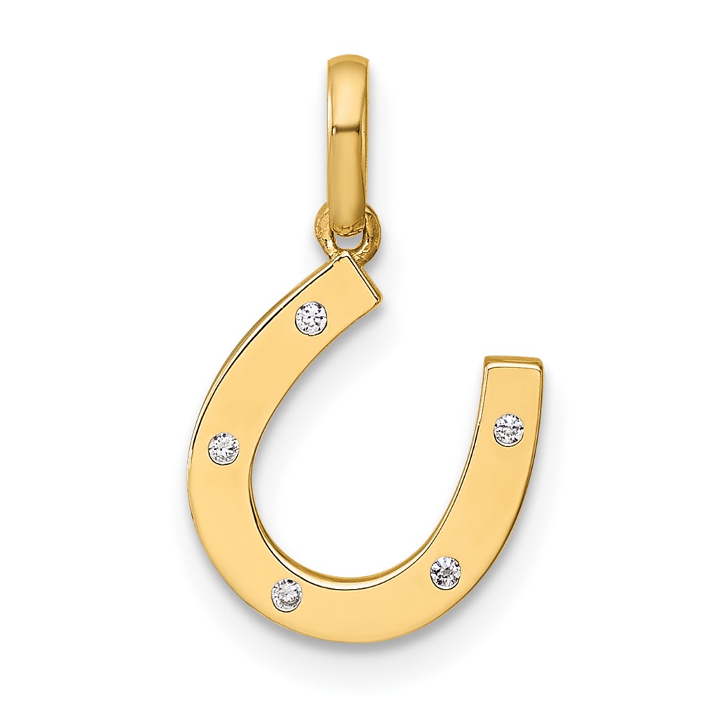 YC1292.jpg 14k Childrens CZ Horseshoe Pendant - Image 1