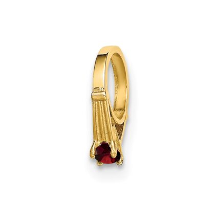 14K 3-D January Ring with Red CZ Charm