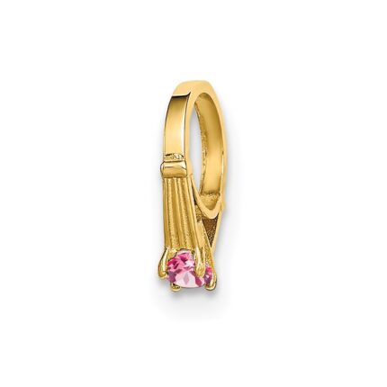 14K 3-D October Ring with Light Pink CZ Charm