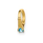 14K 3-D December Ring with Aqua CZ Charm