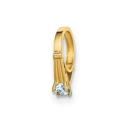 14K 3-D March Ring with Light Blue CZ Charm