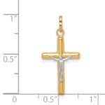 14k with White Rhodium Polished Hollow Crucifix Charm - Image 3