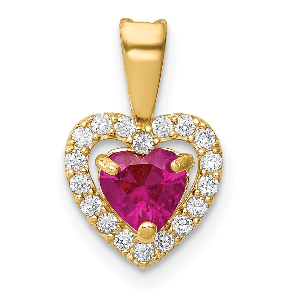 YC1358.jpg 14K Polished Red and Clear CZ Halo Heart Pendant - Image 1