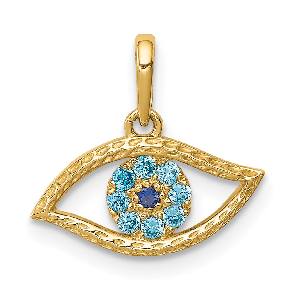 YC1362.jpg 14K Blue CZ Eye Pendant - Image 1