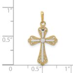 14K and White Rhodium CZ Cross Pendant - Image 3