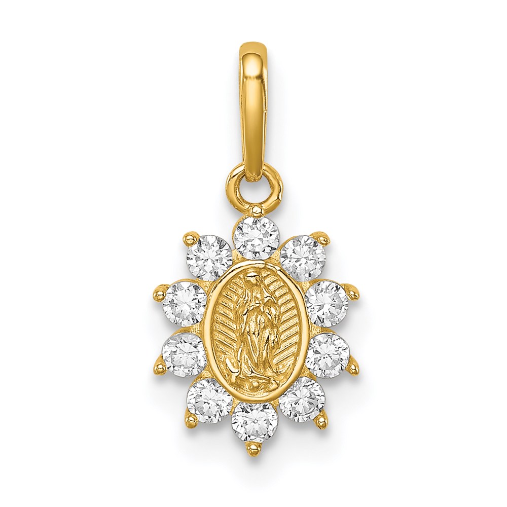 YC1380.jpg 14K Small Our Lady of Guadalupe CZ Oval Pendant - Image 1