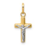 14k w/Rhodium Polished Hollow Crucifix Charm
