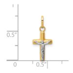 14k w/Rhodium Polished Hollow Crucifix Charm - Image 3