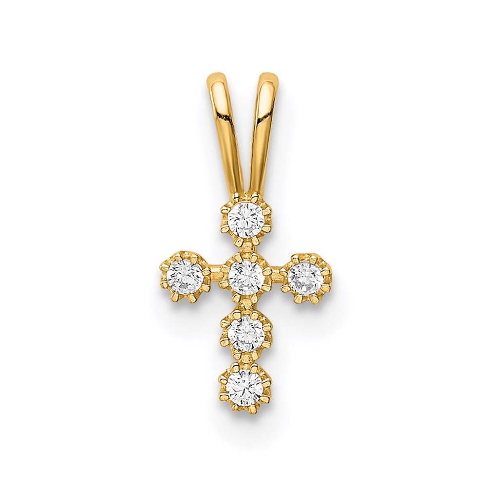 YC1400.jpg 14K CZ Cross Pendant - Image 1