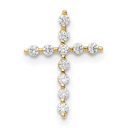 14K CZ Cross Pendant Chain Slide