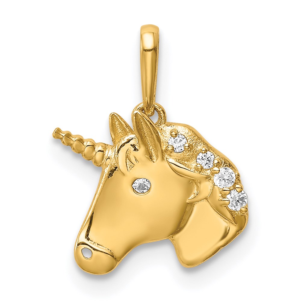 YC1431.jpg 14K Unicorn CZ Pendant - Image 1