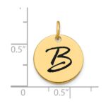 14k Polished Black Enamel Letter B Initial Disk Charm - Image 3