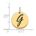 14k Polished Black Enamel Letter G Initial Disk Charm - Image 2