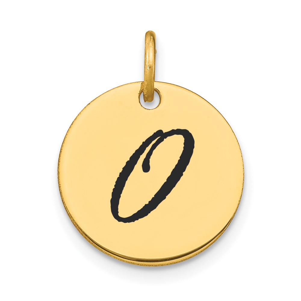 YC1436O.jpg 14k Polished Black Enamel Letter O Initial Disk Charm - Image 1
