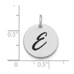 14kw Polished Black Enamel Letter E Initial Disk Charm - Image 2