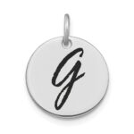 14kw Polished Black Enamel Letter G Initial Disk Charm
