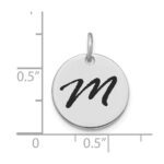 14kw Polished Black Enamel Letter M Initial Disk Charm - Image 2