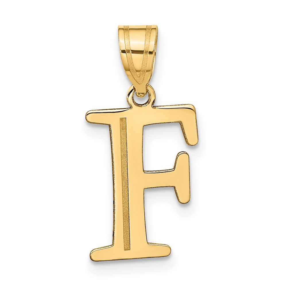 YC1437F.jpg 14k Polished Etched Letter F Initial Pendant - Image 1