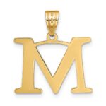 14k Polished Etched Letter M Initial Pendant - Image 3