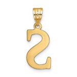14k Polished Etched Letter S Initial Pendant - Image 3