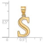 14k Polished Etched Letter S Initial Pendant - Image 4